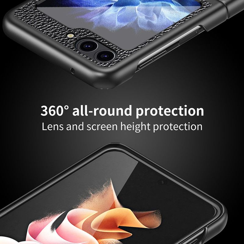 Etui Do Samsung Galaxy Z Flip 5 Klasyczna Sztuczna Skóra Litchi