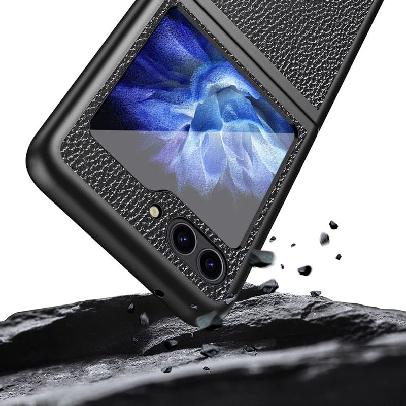Etui Do Samsung Galaxy Z Flip 5 Klasyczna Sztuczna Skóra Litchi