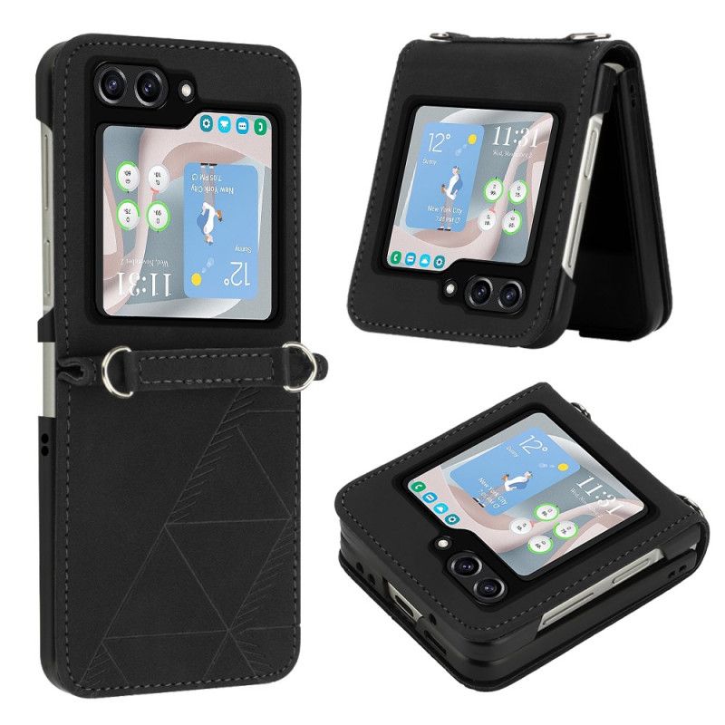 Etui Samsung Galaxy Z Flip 5 Trójkąty Ze Sztucznej Skóry
