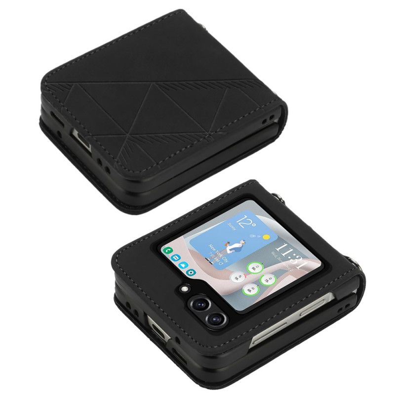 Etui Samsung Galaxy Z Flip 5 Trójkąty Ze Sztucznej Skóry