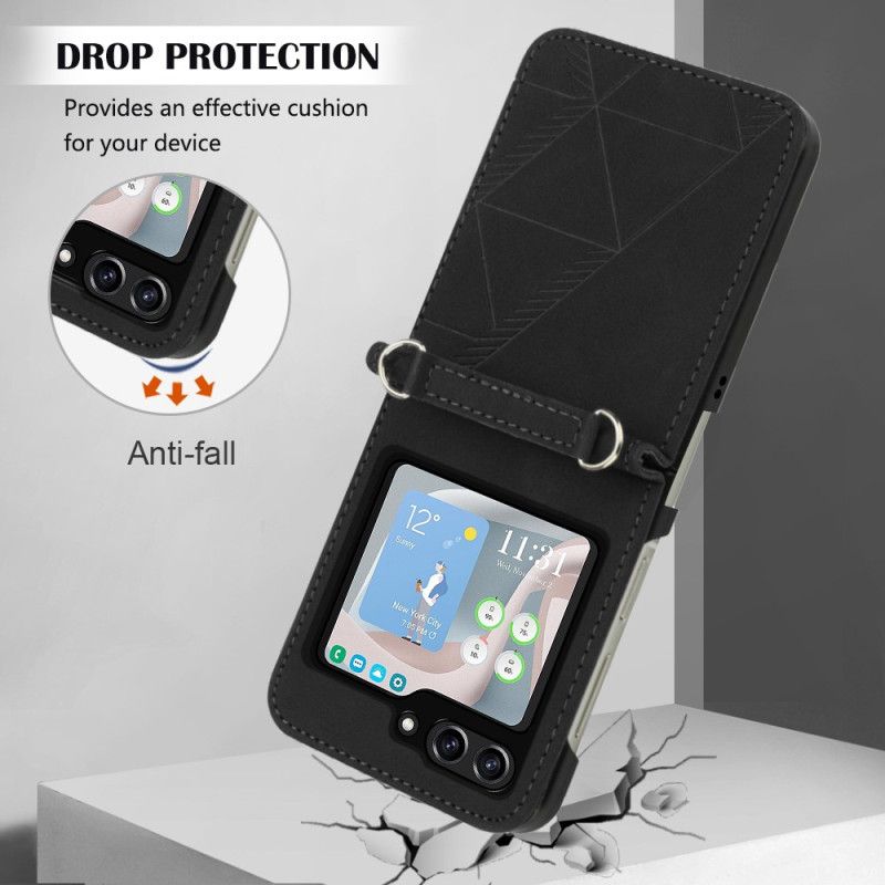 Etui Samsung Galaxy Z Flip 5 Trójkąty Ze Sztucznej Skóry
