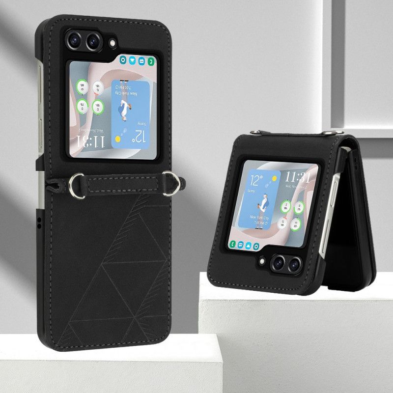 Etui Samsung Galaxy Z Flip 5 Trójkąty Ze Sztucznej Skóry