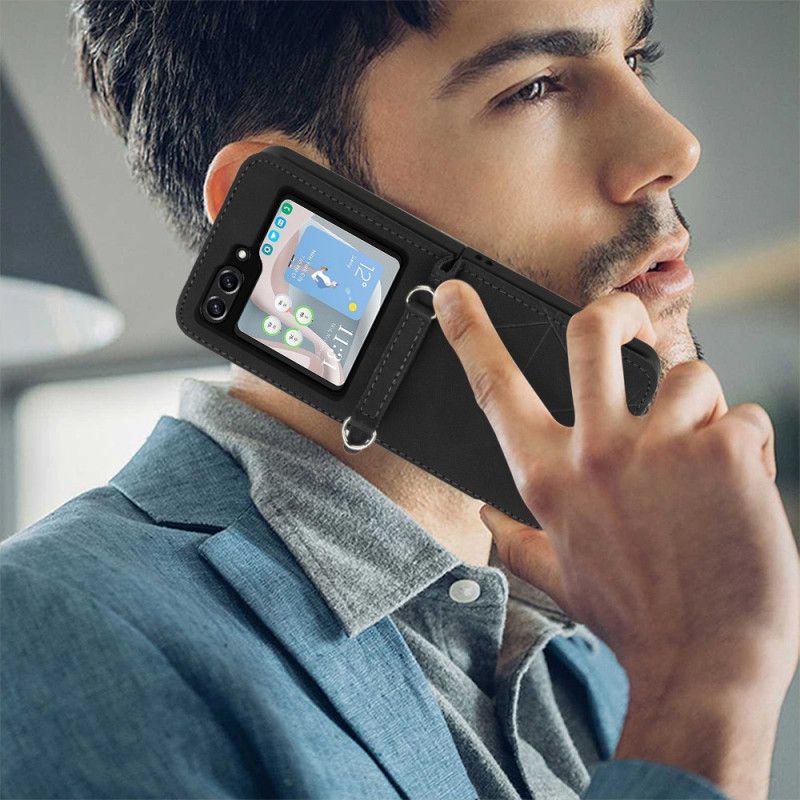 Etui Samsung Galaxy Z Flip 5 Trójkąty Ze Sztucznej Skóry