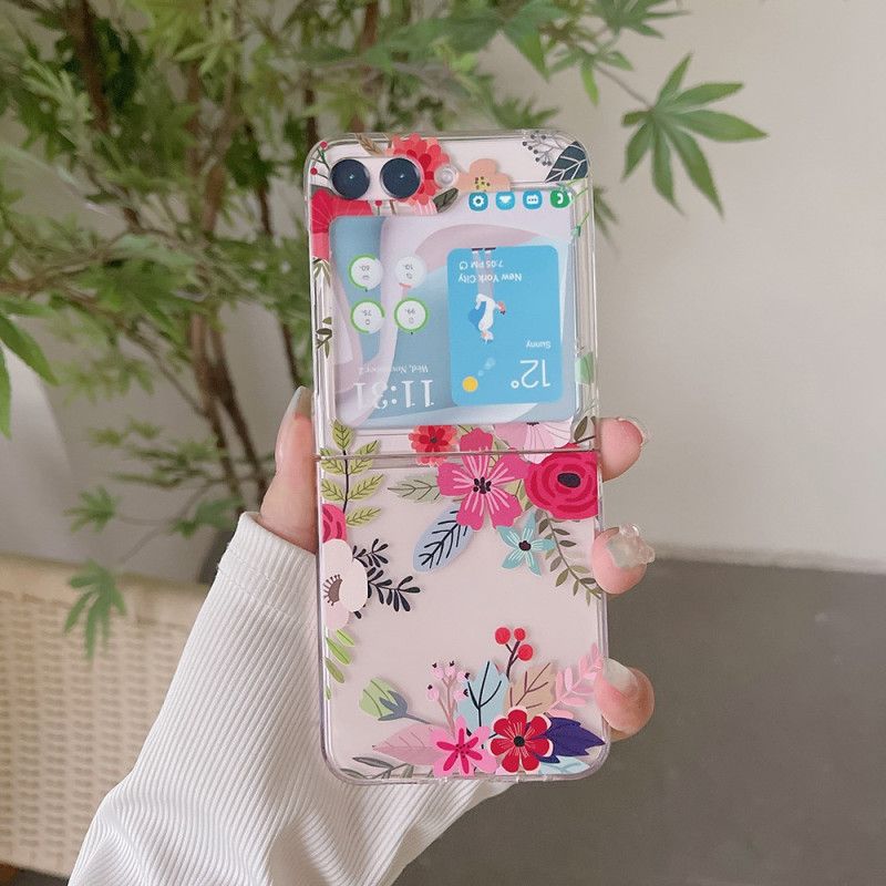 Futerały Samsung Galaxy Z Flip 5 Etui Na Telefon Przezroczyste Kwiaty