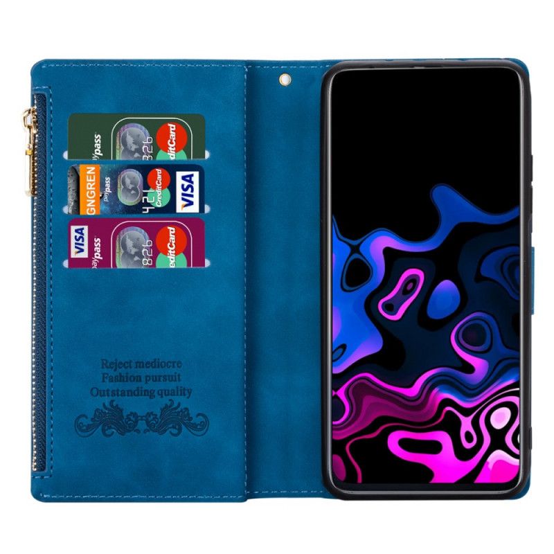 Etui Folio Do Google Pixel 6 Pro Dwukolorowa Graficzna Kieszeń Zapinana Na Zamek