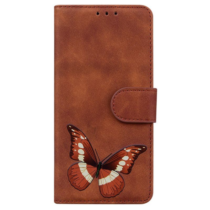 Etui Folio Do Google Pixel 6 Pro Motyl Dotykający Skóry