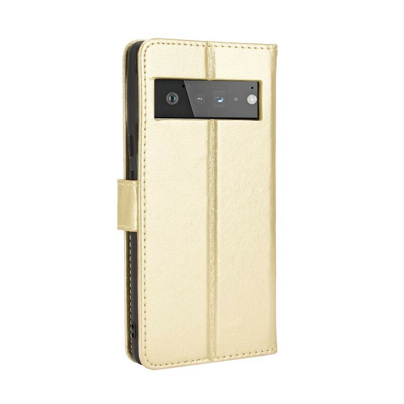 Skórzany Futerał Google Pixel 6 Pro Etui Na Telefon Błyszcząca Sztuczna Skóra