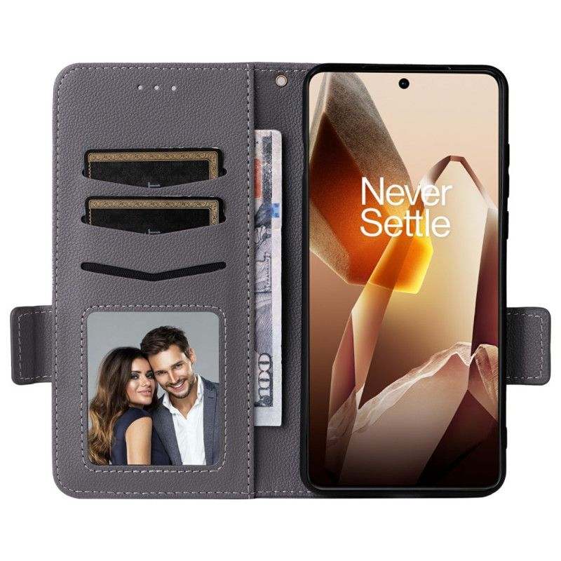 Etui Folio Oneplus 13 Teksturowana Skóra Syntetyczna Z Paskiem