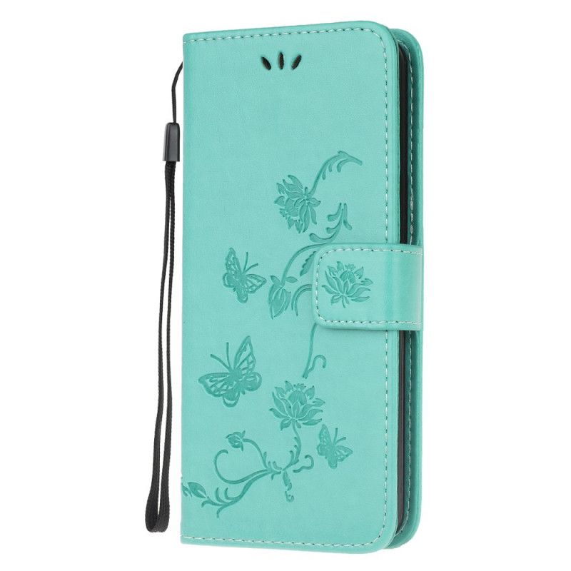 Etui Folio Samsung Galaxy Note 20 Ultra Szary Czarny Motyle I Kwiaty Stringów Etui Ochronne