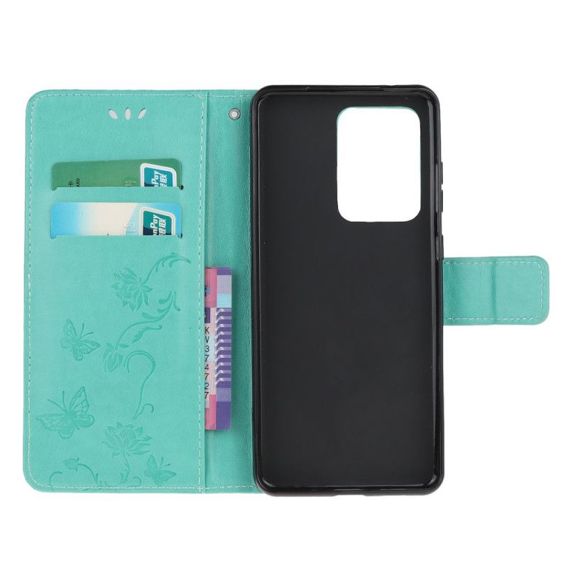 Etui Folio Samsung Galaxy Note 20 Ultra Szary Czarny Motyle I Kwiaty Stringów Etui Ochronne