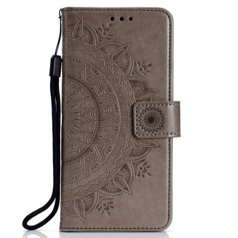 Etui Folio Huawei Mate 20 Lite Czerwony Szary Mandala Słońca