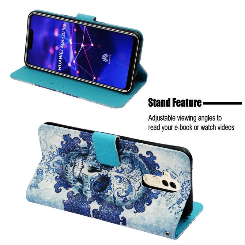 Etui Folio Huawei Mate 20 Lite Niebieska Czaszka 3 Etui Ochronne