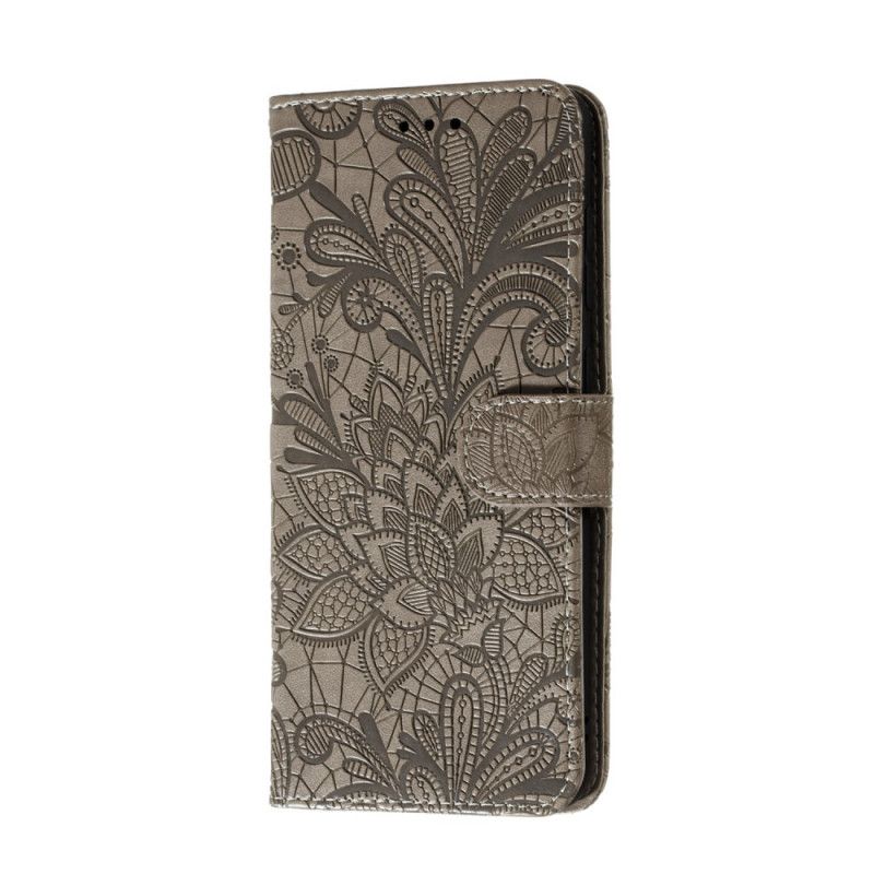 Etui Folio Huawei P40 Jasnofioletowy Czerwony Plemienne Kwiaty Ze Stringami