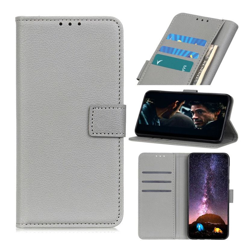 Etui Folio Huawei P40 Szary Czarny Przeszycie Ze Sztucznej Skóry W Stylu Retro Etui Ochronne