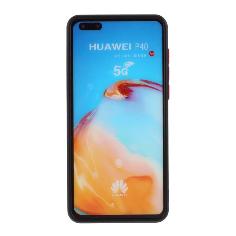 Etui Huawei P40 Czerwony Czarny Elastyczny Silikonowy Guzik