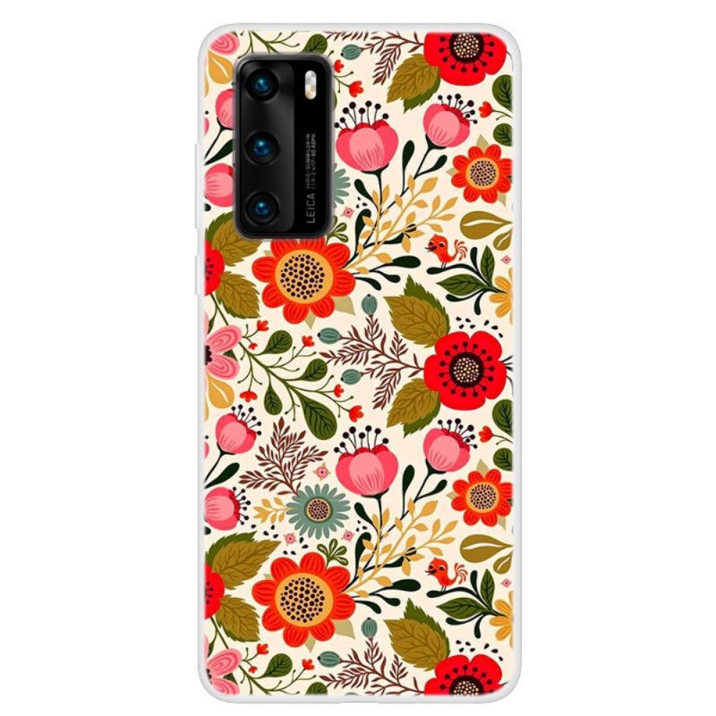 Etui Huawei P40 Gobelin Kwiatowy