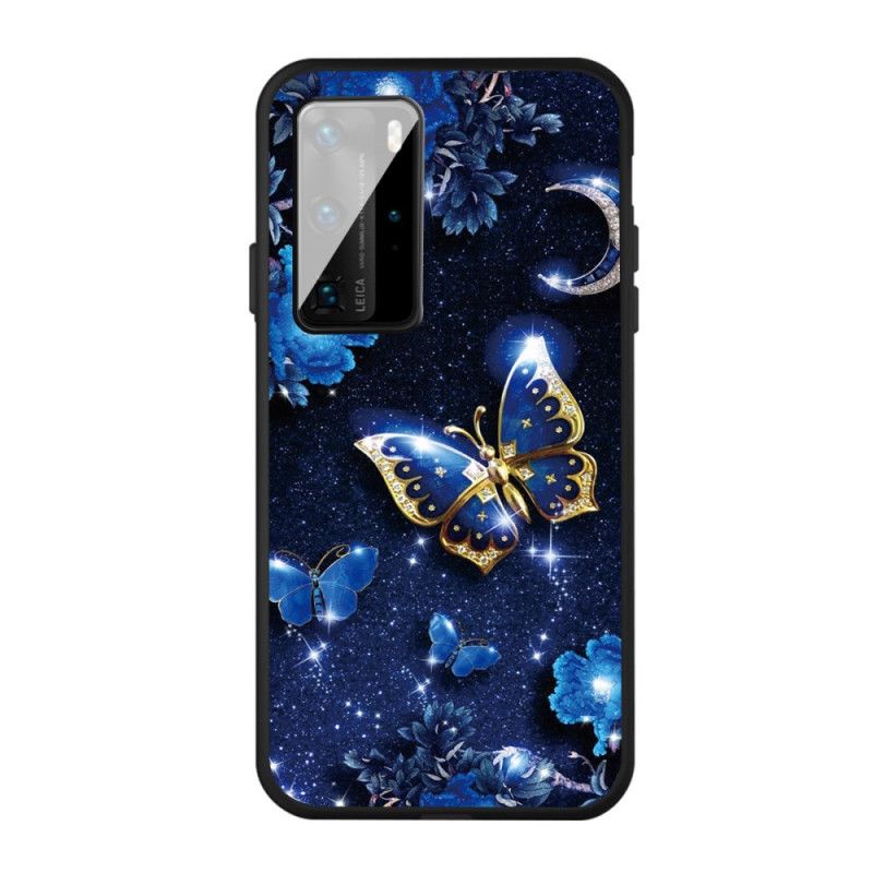 Etui Huawei P40 Złoty Motyl