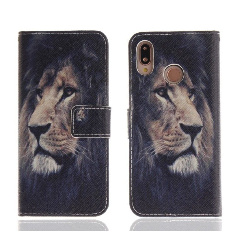 Etui Folio Huawei P20 Lite Śniący Lew Etui Ochronne