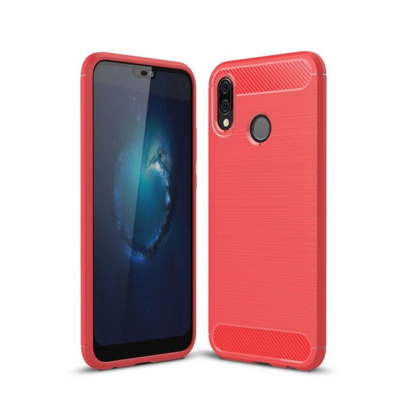 Futerały Huawei P20 Lite Czerwony Czarny Etui na Telefon Szczotkowane Włókno Węglowe