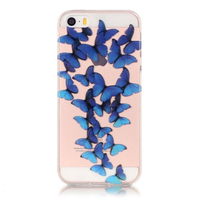 Etui iPhone 5 / 5S / SE Przezroczysty Lot Niebieskich Motyli