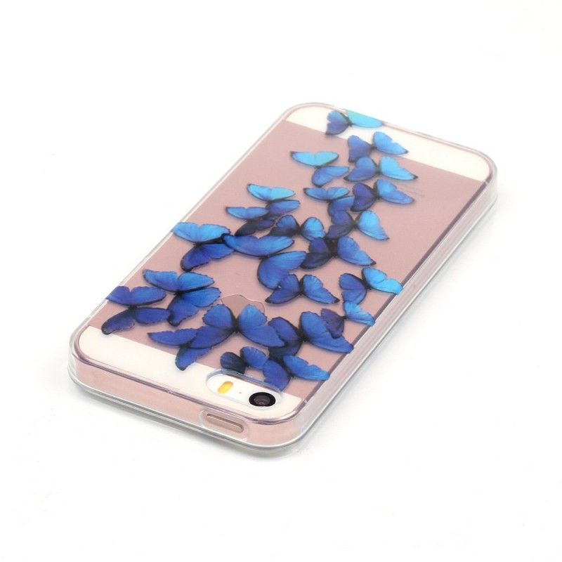 Etui iPhone 5 / 5S / SE Przezroczysty Lot Niebieskich Motyli