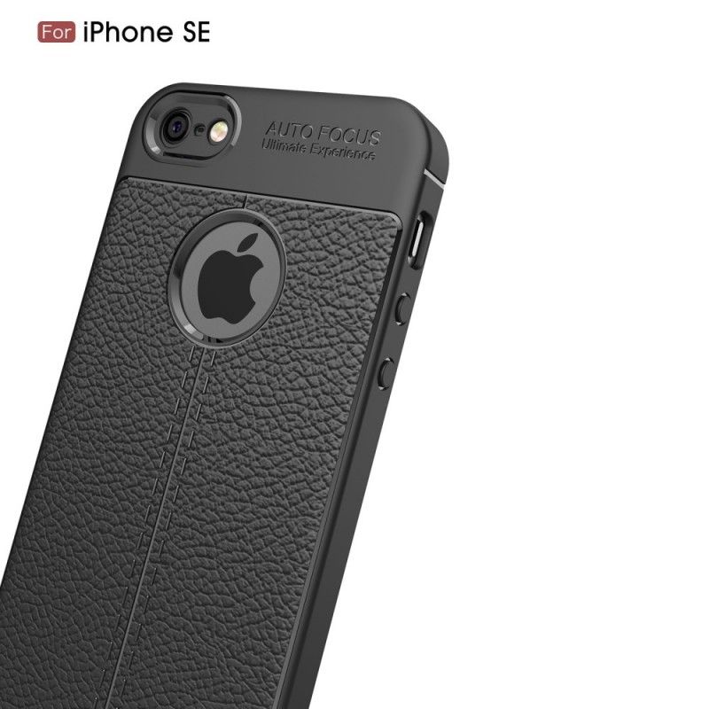 Futerały iPhone 5 / 5S / SE Szary Czarny Etui na Telefon Efekt Skóry Z Podwójną Linią Liczi