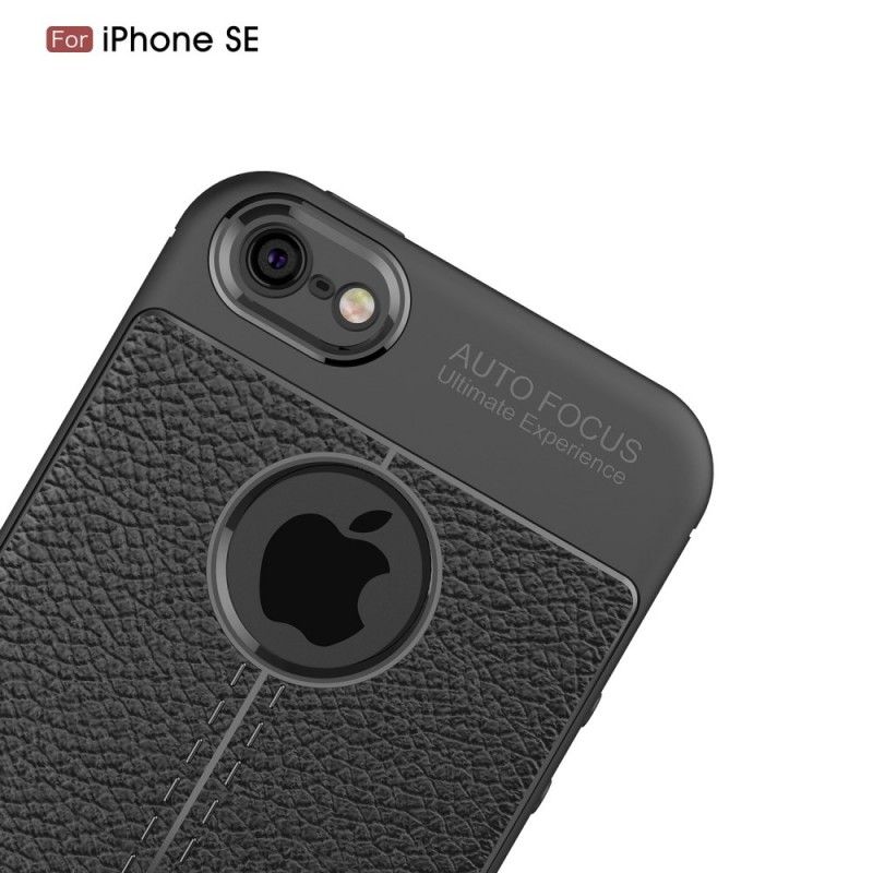 Futerały iPhone 5 / 5S / SE Szary Czarny Etui na Telefon Efekt Skóry Z Podwójną Linią Liczi