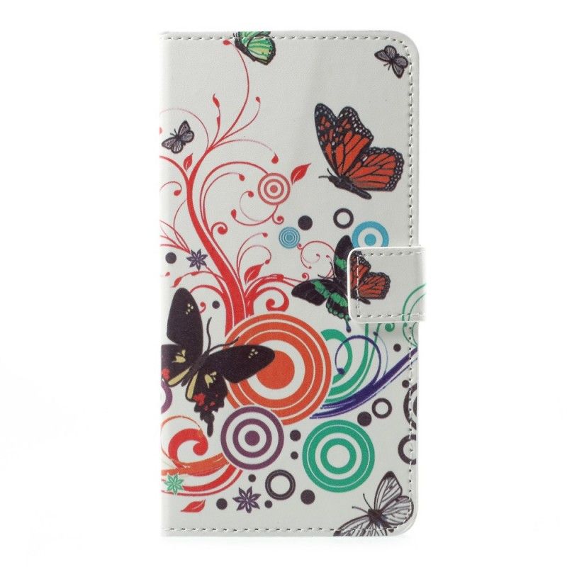 Etui Folio Sony Xperia L1 Fioletowy Jasnoniebieski Motyle I Kwiaty