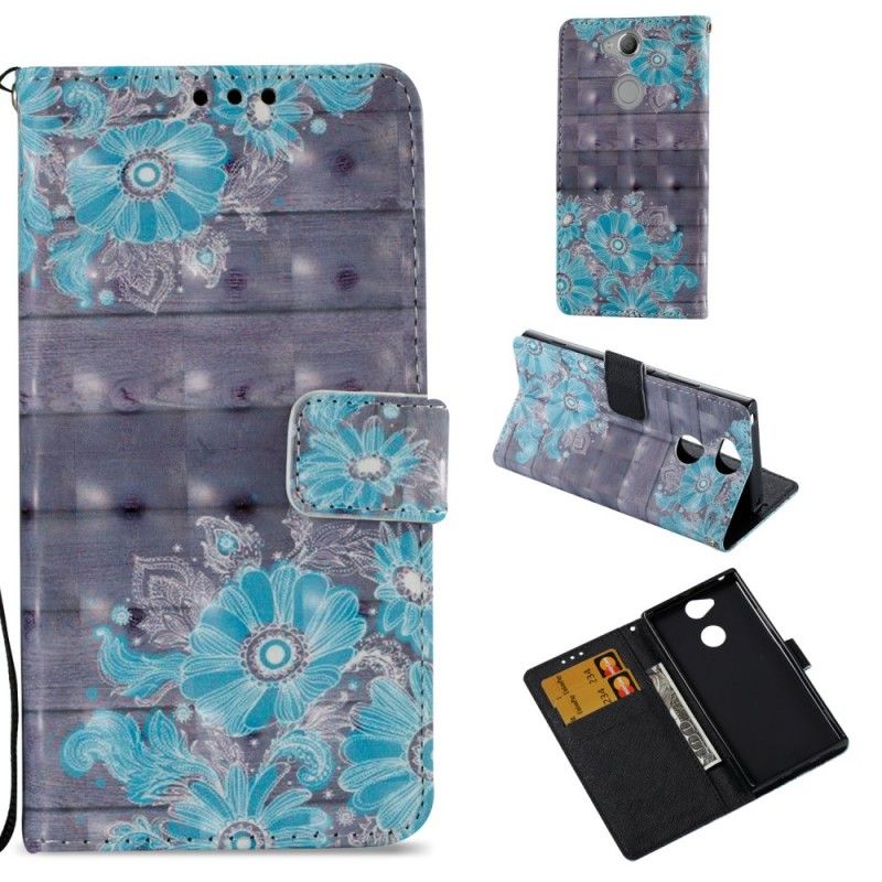 Etui Folio Sony Xperia XA2 3D Niebieskie Kwiaty