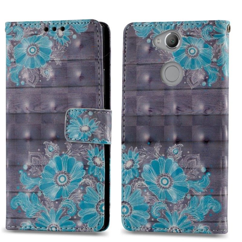 Etui Folio Sony Xperia XA2 3D Niebieskie Kwiaty