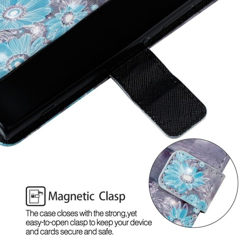 Etui Folio Sony Xperia XA2 3D Niebieskie Kwiaty