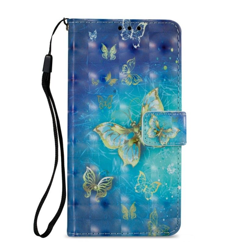 Etui Folio Sony Xperia XA2 3D Złote Motyle Etui Ochronne