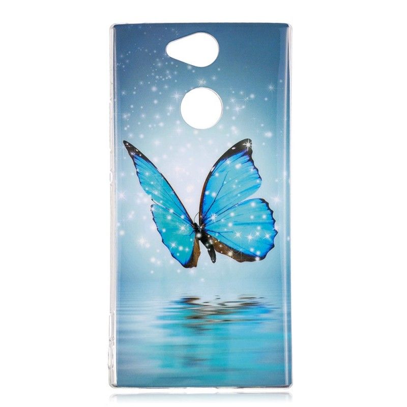 Etui Sony Xperia XA2 Fluorescencyjny Niebieski Motyl Etui Ochronne