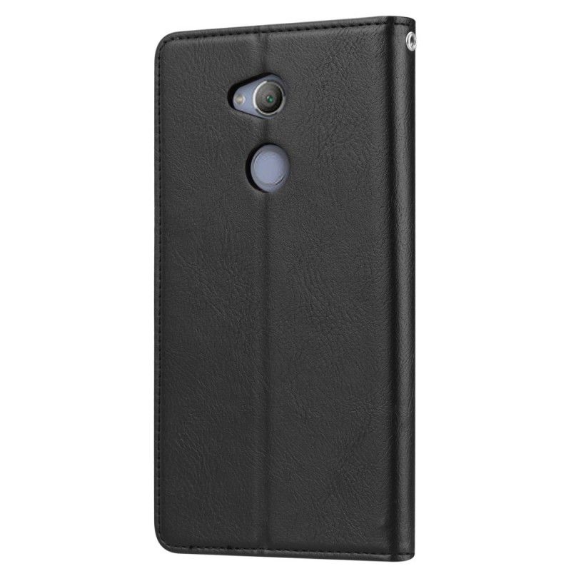 Flip Kotelot Sony Xperia XA2 Czerwony Czarny Etui Na Karty Ze Sztucznej Skóry