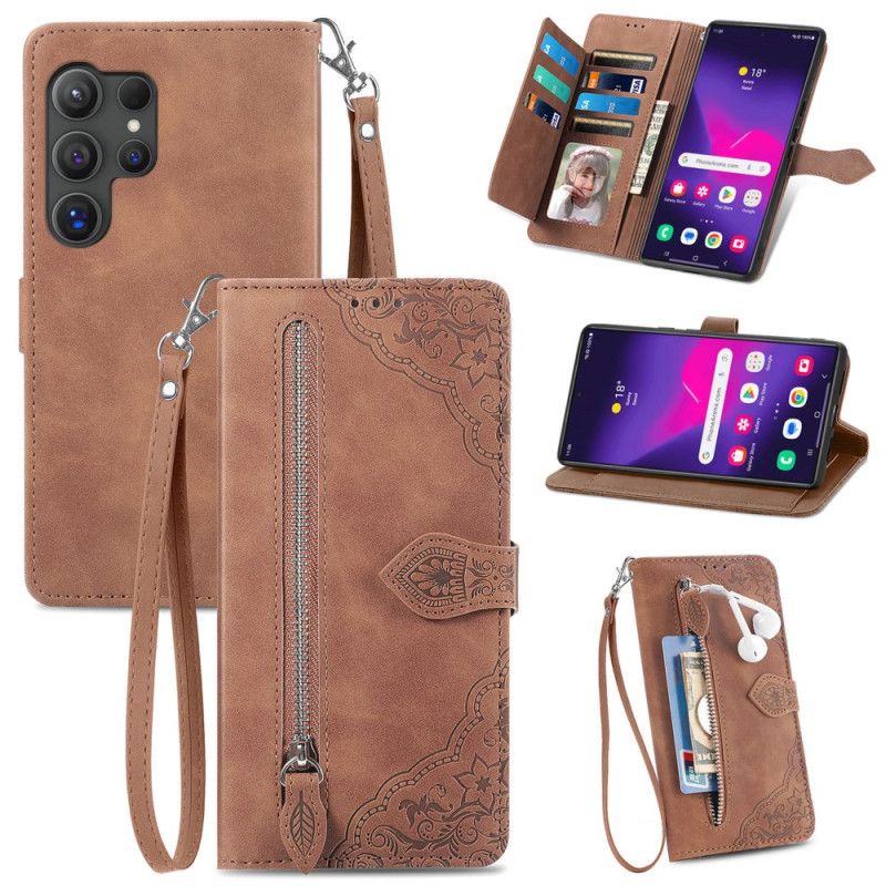 Etui Folio Samsung Galaxy S24 Ultra 5g Dyskretny Koronkowy Pasek Etui Ochronne