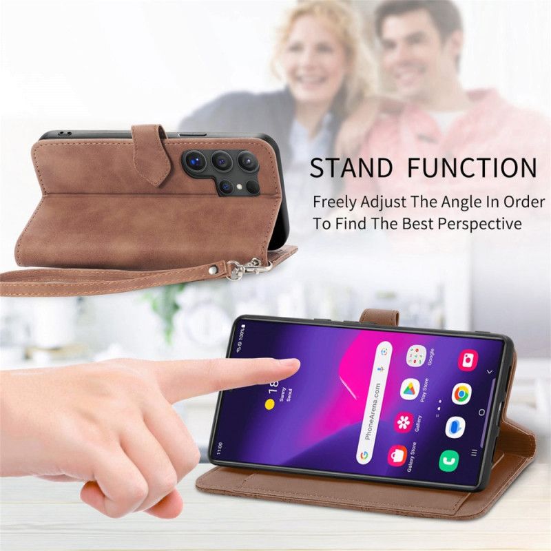 Etui Folio Samsung Galaxy S24 Ultra 5g Dyskretny Koronkowy Pasek Etui Ochronne