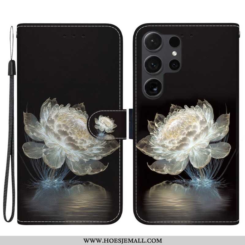 Etui Folio Samsung Galaxy S24 Ultra 5g Kryształowa Piwonia Z Paskiem Etui Ochronne