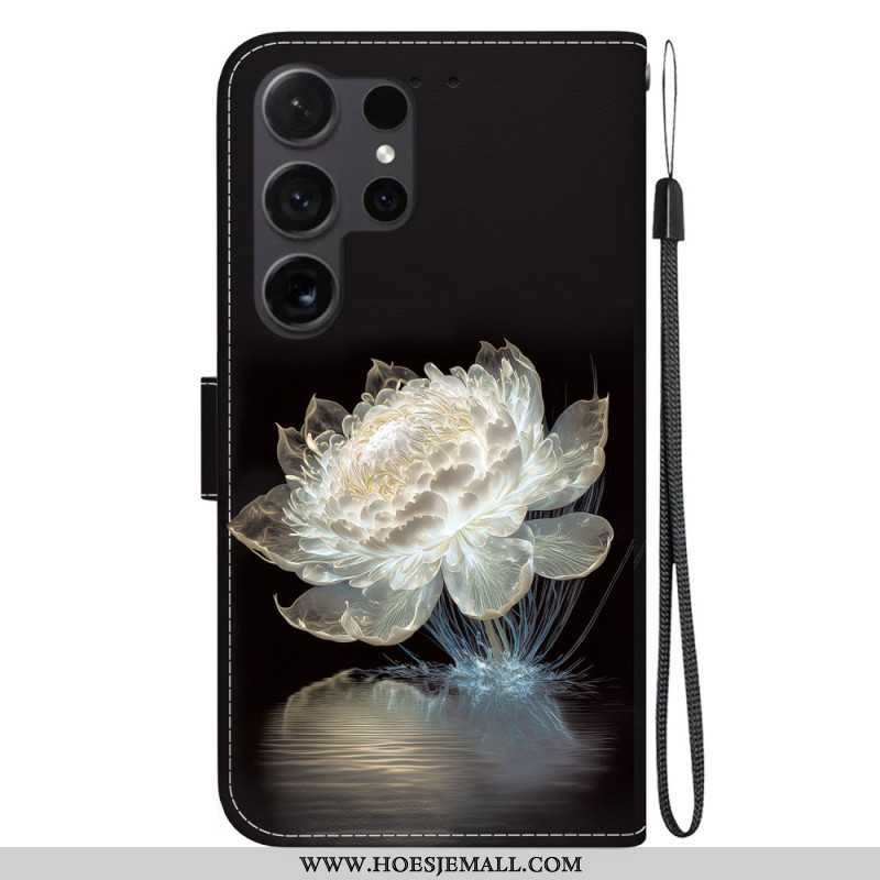 Etui Folio Samsung Galaxy S24 Ultra 5g Kryształowa Piwonia Z Paskiem Etui Ochronne