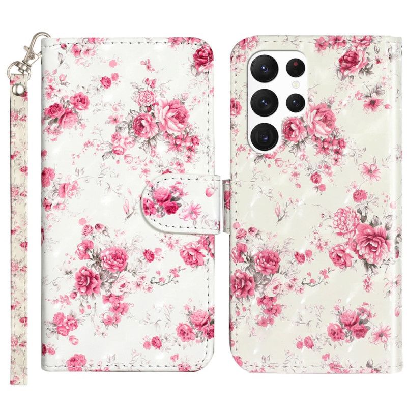 Etui Folio Samsung Galaxy S24 Ultra 5g Lierty Kwiaty Z Paskiem Etui Ochronne