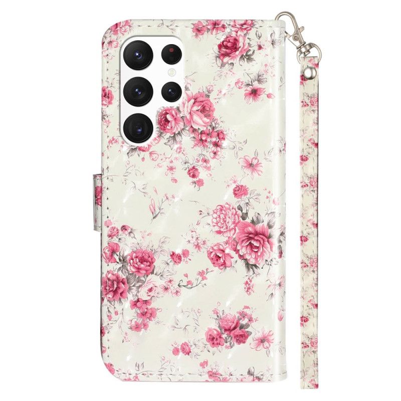 Etui Folio Samsung Galaxy S24 Ultra 5g Lierty Kwiaty Z Paskiem Etui Ochronne