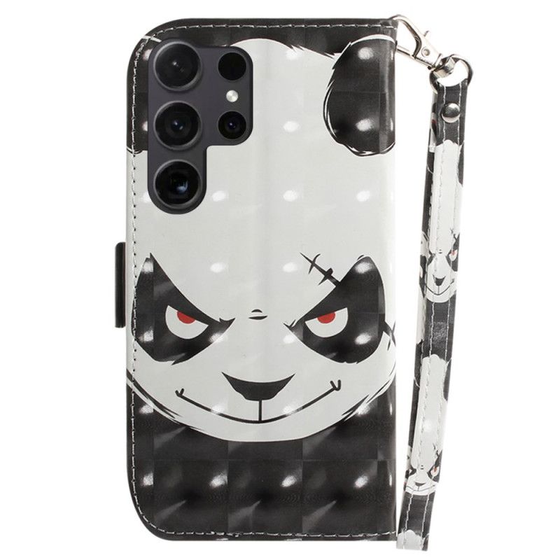 Etui Folio Samsung Galaxy S24 Ultra 5g Wściekła Panda Z Paskiem Etui Ochronne