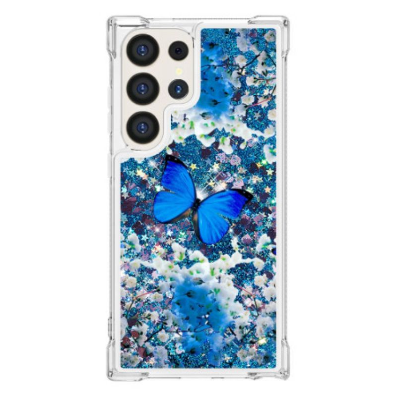 Etui Samsung Galaxy S24 Ultra 5g Błyszczący Niebieski Motyl