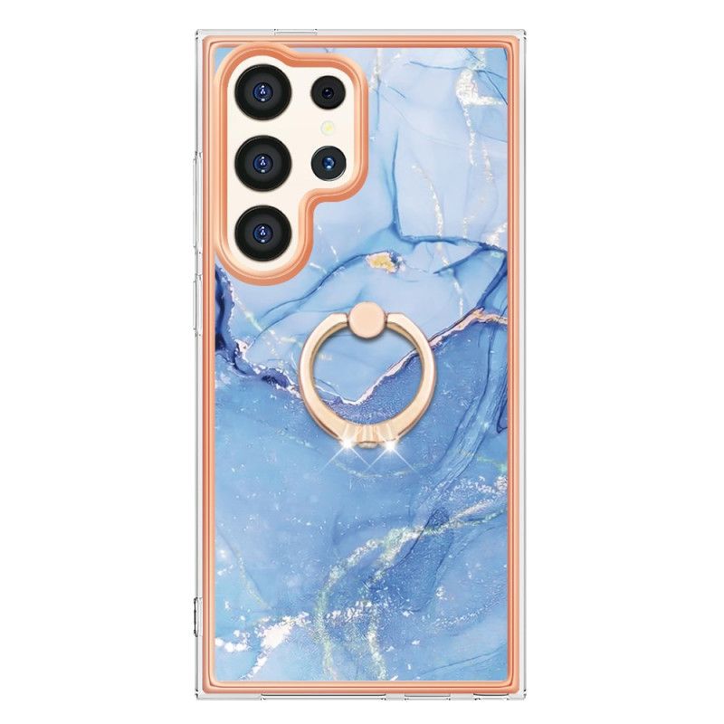 Etui Samsung Galaxy S24 Ultra 5g Z Marmurkowym Pierścieniem Podtrzymującym Etui Ochronne