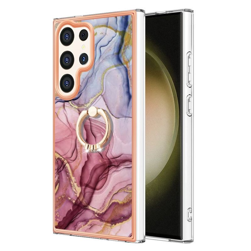 Etui Samsung Galaxy S24 Ultra 5g Z Marmurkowym Pierścieniem Podtrzymującym Etui Ochronne