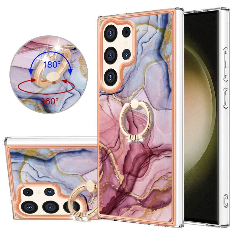 Etui Samsung Galaxy S24 Ultra 5g Z Marmurkowym Pierścieniem Podtrzymującym Etui Ochronne