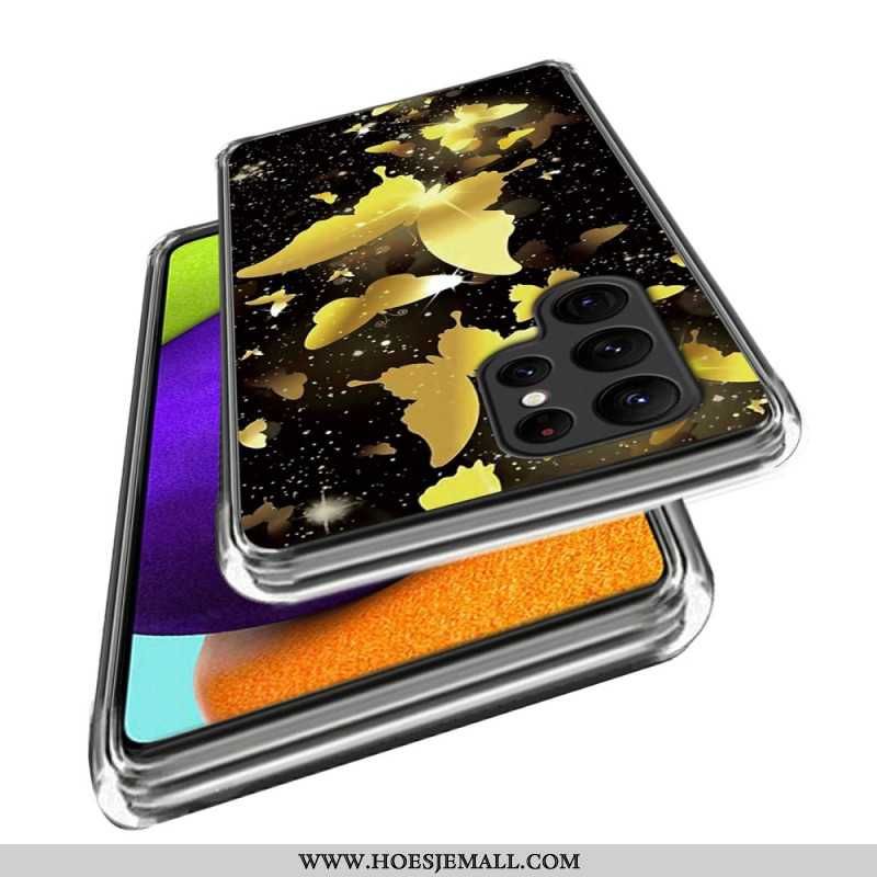 Etui Samsung Galaxy S24 Ultra 5g Złote Motyle Etui Ochronne