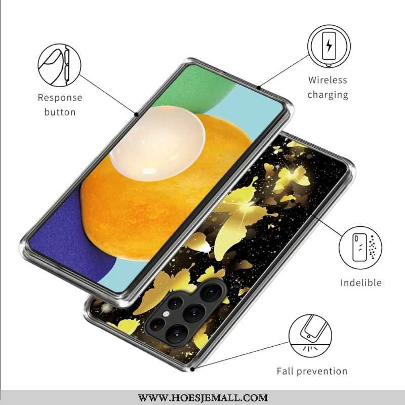 Etui Samsung Galaxy S24 Ultra 5g Złote Motyle Etui Ochronne