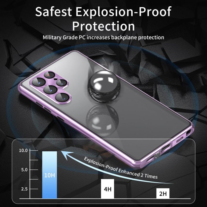 Futerały Samsung Galaxy S24 Ultra 5g Etui Na Telefon Rama Magnetyczna Z Metalu I Hartowanego Szkła Z Przodu I Z Tyłu