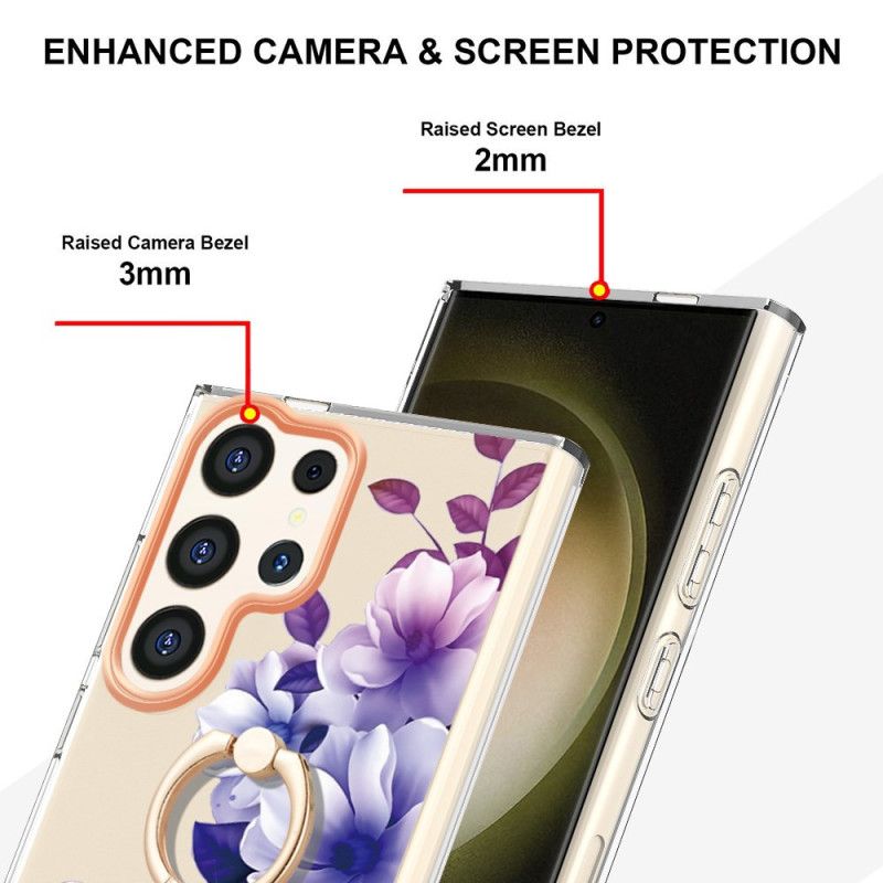 Futerały Samsung Galaxy S24 Ultra 5g Etui Na Telefon Z Kwiatowym Uchwytem Na Pierścionek