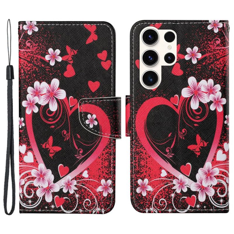 Obudowa Samsung Galaxy S24 Ultra 5g Etui Na Telefon CZerwone Serce Z Paskiem